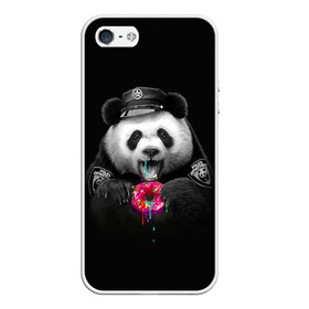 Чехол для iPhone 5/5S матовый с принтом Donut Panda в Курске, Силикон | Область печати: задняя сторона чехла, без боковых панелей | bear | donut | panda | police | коп | медведь | панда | пончик