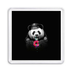 Магнит 55*55 с принтом Donut Panda в Курске, Пластик | Размер: 65*65 мм; Размер печати: 55*55 мм | bear | donut | panda | police | коп | медведь | панда | пончик