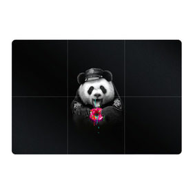 Магнитный плакат 3Х2 с принтом Donut Panda в Курске, Полимерный материал с магнитным слоем | 6 деталей размером 9*9 см | Тематика изображения на принте: bear | donut | panda | police | коп | медведь | панда | пончик