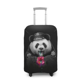 Чехол для чемодана 3D с принтом Donut Panda в Курске, 86% полиэфир, 14% спандекс | двустороннее нанесение принта, прорези для ручек и колес | bear | donut | panda | police | коп | медведь | панда | пончик