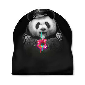 Шапка 3D с принтом Donut Panda в Курске, 100% полиэстер | универсальный размер, печать по всей поверхности изделия | bear | donut | panda | police | коп | медведь | панда | пончик
