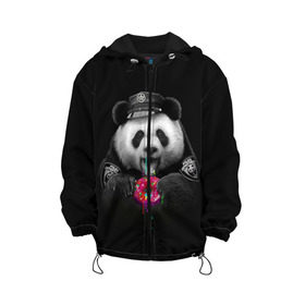 Детская куртка 3D с принтом Donut Panda в Курске, 100% полиэстер | застежка — молния, подол и капюшон оформлены резинкой с фиксаторами, по бокам — два кармана без застежек, один потайной карман на груди, плотность верхнего слоя — 90 г/м2; плотность флисового подклада — 260 г/м2 | bear | donut | panda | police | коп | медведь | панда | пончик