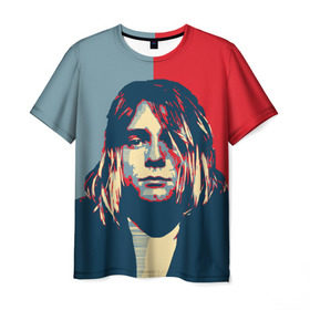 Мужская футболка 3D с принтом Kurt Cobain в Курске, 100% полиэфир | прямой крой, круглый вырез горловины, длина до линии бедер | curt | hope | kobain | nirvana | кобейн | курт | нирвана