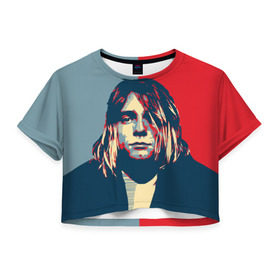 Женская футболка 3D укороченная с принтом Kurt Cobain в Курске, 100% полиэстер | круглая горловина, длина футболки до линии талии, рукава с отворотами | curt | hope | kobain | nirvana | кобейн | курт | нирвана