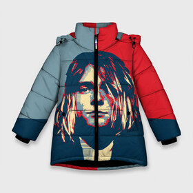 Зимняя куртка для девочек 3D с принтом Kurt Cobain в Курске, ткань верха — 100% полиэстер; подклад — 100% полиэстер, утеплитель — 100% полиэстер. | длина ниже бедра, удлиненная спинка, воротник стойка и отстегивающийся капюшон. Есть боковые карманы с листочкой на кнопках, утяжки по низу изделия и внутренний карман на молнии. 

Предусмотрены светоотражающий принт на спинке, радужный светоотражающий элемент на пуллере молнии и на резинке для утяжки. | curt | hope | kobain | nirvana | кобейн | курт | нирвана