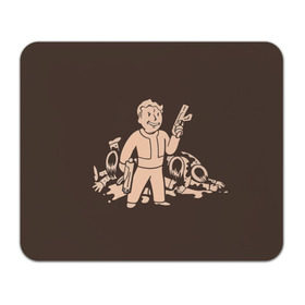 Коврик прямоугольный с принтом Волт-бой с оружием Fallout 4 в Курске, натуральный каучук | размер 230 х 185 мм; запечатка лицевой стороны | 111 | dweller | fallout | убежище | фаллаут