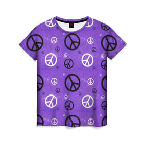 Женская футболка 3D с принтом Peace в Курске, 100% полиэфир ( синтетическое хлопкоподобное полотно) | прямой крой, круглый вырез горловины, длина до линии бедер | abstract | hippie | hipster | swag | tie dye | абстракция | свэг | текстура | хиппи | хипстер