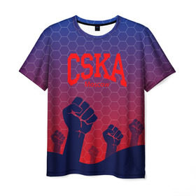 Мужская футболка 3D с принтом CSKA Msk в Курске, 100% полиэфир | прямой крой, круглый вырез горловины, длина до линии бедер | Тематика изображения на принте: moscow | москва | цска