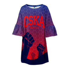 Детское платье 3D с принтом CSKA Msk в Курске, 100% полиэстер | прямой силуэт, чуть расширенный к низу. Круглая горловина, на рукавах — воланы | Тематика изображения на принте: moscow | москва | цска