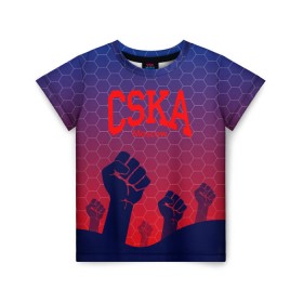 Детская футболка 3D с принтом CSKA Msk в Курске, 100% гипоаллергенный полиэфир | прямой крой, круглый вырез горловины, длина до линии бедер, чуть спущенное плечо, ткань немного тянется | Тематика изображения на принте: moscow | москва | цска