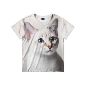 Детская футболка 3D с принтом Кошечка в Курске, 100% гипоаллергенный полиэфир | прямой крой, круглый вырез горловины, длина до линии бедер, чуть спущенное плечо, ткань немного тянется | кот | котики | котята | кошка | рыженький | рыжий | серенький | черненький