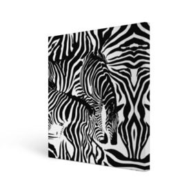 Холст квадратный с принтом Зебра в Курске, 100% ПВХ |  | Тематика изображения на принте: дикое | животное | зебра | камуфляж | лошадь | маскировка | полосы | текстура | фон | черно белые