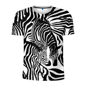 Мужская футболка 3D спортивная с принтом Зебра в Курске, 100% полиэстер с улучшенными характеристиками | приталенный силуэт, круглая горловина, широкие плечи, сужается к линии бедра | дикое | животное | зебра | камуфляж | лошадь | маскировка | полосы | текстура | фон | черно белые