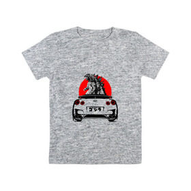 Детская футболка хлопок с принтом GT-R в Курске, 100% хлопок | круглый вырез горловины, полуприлегающий силуэт, длина до линии бедер | Тематика изображения на принте: camo | godzilla | gtr | nissan | power | race | tuning