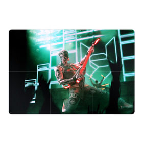 Магнитный плакат 3Х2 с принтом Rocker Robot в Курске, Полимерный материал с магнитным слоем | 6 деталей размером 9*9 см | Тематика изображения на принте: rock | гитара | музыка | робот | рок
