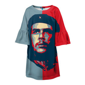 Детское платье 3D с принтом Che Guevara в Курске, 100% полиэстер | прямой силуэт, чуть расширенный к низу. Круглая горловина, на рукавах — воланы | че гевара