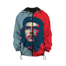 Детская куртка 3D с принтом Che Guevara в Курске, 100% полиэстер | застежка — молния, подол и капюшон оформлены резинкой с фиксаторами, по бокам — два кармана без застежек, один потайной карман на груди, плотность верхнего слоя — 90 г/м2; плотность флисового подклада — 260 г/м2 | Тематика изображения на принте: че гевара