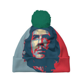 Шапка 3D c помпоном с принтом Che Guevara в Курске, 100% полиэстер | универсальный размер, печать по всей поверхности изделия | че гевара