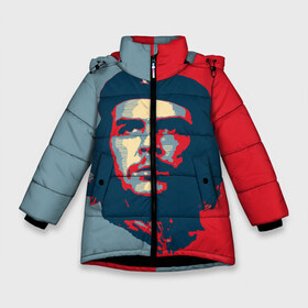 Зимняя куртка для девочек 3D с принтом Che Guevara в Курске, ткань верха — 100% полиэстер; подклад — 100% полиэстер, утеплитель — 100% полиэстер. | длина ниже бедра, удлиненная спинка, воротник стойка и отстегивающийся капюшон. Есть боковые карманы с листочкой на кнопках, утяжки по низу изделия и внутренний карман на молнии. 

Предусмотрены светоотражающий принт на спинке, радужный светоотражающий элемент на пуллере молнии и на резинке для утяжки. | че гевара