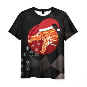 Мужская футболка 3D с принтом Новогодний cs:go вой в Курске, 100% полиэфир | прямой крой, круглый вырез горловины, длина до линии бедер | counter | csgo | howl | strike | вой | кс го | ксго | скин