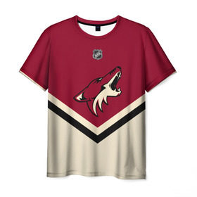 Мужская футболка 3D с принтом Arizona Coyotes в Курске, 100% полиэфир | прямой крой, круглый вырез горловины, длина до линии бедер | Тематика изображения на принте: america | canada | hockey | nhl | usa | америка | аризона | канада | койотис | лед | нхл | сша | хоккей