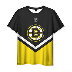 Мужская футболка 3D с принтом Boston Bruins в Курске, 100% полиэфир | прямой крой, круглый вырез горловины, длина до линии бедер | Тематика изображения на принте: america | canada | hockey | nhl | usa | америка | бостон | брюинз | канада | лед | нхл | сша | хоккей
