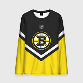 Мужской лонгслив 3D с принтом Boston Bruins в Курске, 100% полиэстер | длинные рукава, круглый вырез горловины, полуприлегающий силуэт | Тематика изображения на принте: america | canada | hockey | nhl | usa | америка | бостон | брюинз | канада | лед | нхл | сша | хоккей