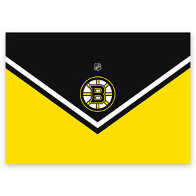 Поздравительная открытка с принтом Boston Bruins в Курске, 100% бумага | плотность бумаги 280 г/м2, матовая, на обратной стороне линовка и место для марки
 | Тематика изображения на принте: america | canada | hockey | nhl | usa | америка | бостон | брюинз | канада | лед | нхл | сша | хоккей