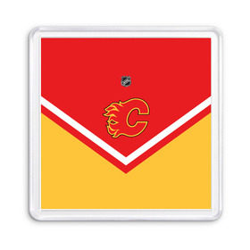 Магнит 55*55 с принтом Calgary Flames в Курске, Пластик | Размер: 65*65 мм; Размер печати: 55*55 мм | 