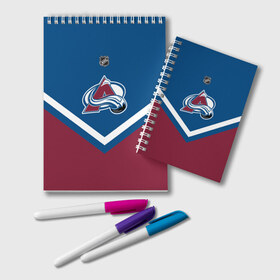 Блокнот с принтом Colorado Avalanche в Курске, 100% бумага | 48 листов, плотность листов — 60 г/м2, плотность картонной обложки — 250 г/м2. Листы скреплены удобной пружинной спиралью. Цвет линий — светло-серый
 | america | canada | hockey | nhl | usa | америка | канада | колорадо | лед | нхл | сша | хоккей | эвеланш