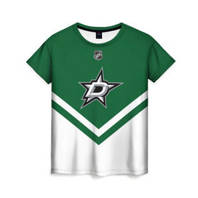 Женская футболка 3D с принтом Dallas Stars в Курске, 100% полиэфир ( синтетическое хлопкоподобное полотно) | прямой крой, круглый вырез горловины, длина до линии бедер | america | canada | hockey | nhl | usa | америка | даллас | канада | лед | нхл | старз | сша | хоккей