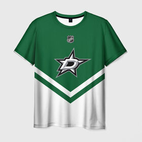Мужская футболка 3D с принтом Dallas Stars в Курске, 100% полиэфир | прямой крой, круглый вырез горловины, длина до линии бедер | america | canada | hockey | nhl | usa | америка | даллас | канада | лед | нхл | старз | сша | хоккей