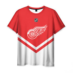 Мужская футболка 3D с принтом Detroit Red Wings в Курске, 100% полиэфир | прямой крой, круглый вырез горловины, длина до линии бедер | Тематика изображения на принте: america | canada | hockey | nhl | usa | америка | детройт | канада | лед | нхл | ред | сша | уингз | хоккей