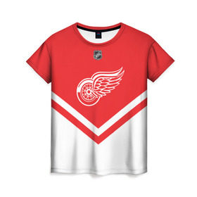 Женская футболка 3D с принтом Detroit Red Wings в Курске, 100% полиэфир ( синтетическое хлопкоподобное полотно) | прямой крой, круглый вырез горловины, длина до линии бедер | america | canada | hockey | nhl | usa | америка | детройт | канада | лед | нхл | ред | сша | уингз | хоккей