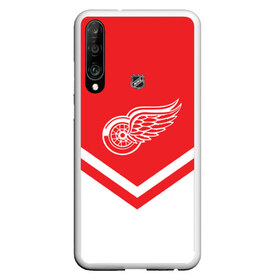 Чехол для Honor P30 с принтом Detroit Red Wings в Курске, Силикон | Область печати: задняя сторона чехла, без боковых панелей | Тематика изображения на принте: america | canada | hockey | nhl | usa | америка | детройт | канада | лед | нхл | ред | сша | уингз | хоккей