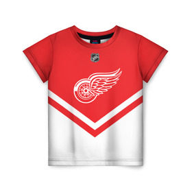 Детская футболка 3D с принтом Detroit Red Wings в Курске, 100% гипоаллергенный полиэфир | прямой крой, круглый вырез горловины, длина до линии бедер, чуть спущенное плечо, ткань немного тянется | america | canada | hockey | nhl | usa | америка | детройт | канада | лед | нхл | ред | сша | уингз | хоккей