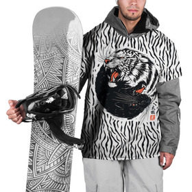 Накидка на куртку 3D с принтом Yin Yang Tigers в Курске, 100% полиэстер |  | tiger | yin yang | инь ян | китай | сила | тигр | ярость