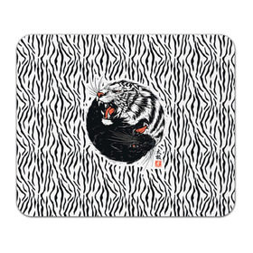 Коврик прямоугольный с принтом Yin Yang Tigers в Курске, натуральный каучук | размер 230 х 185 мм; запечатка лицевой стороны | tiger | yin yang | инь ян | китай | сила | тигр | ярость
