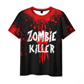Мужская футболка 3D с принтом Zombie Killer в Курске, 100% полиэфир | прямой крой, круглый вырез горловины, длина до линии бедер | blood | dark | killer | monster | zombie | зомби | кровь | монстр | нечисть
