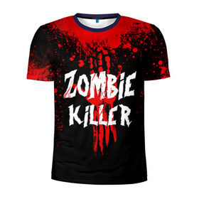 Мужская футболка 3D спортивная с принтом Zombie Killer в Курске, 100% полиэстер с улучшенными характеристиками | приталенный силуэт, круглая горловина, широкие плечи, сужается к линии бедра | Тематика изображения на принте: blood | dark | killer | monster | zombie | зомби | кровь | монстр | нечисть