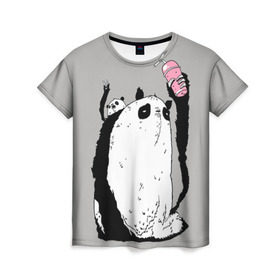 Женская футболка 3D с принтом panda в Курске, 100% полиэфир ( синтетическое хлопкоподобное полотно) | прямой крой, круглый вырез горловины, длина до линии бедер | Тематика изображения на принте: dd | drop dead | dropdead | panda