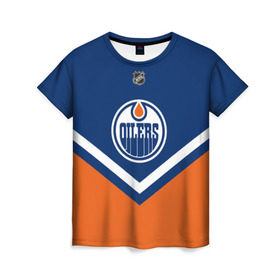 Женская футболка 3D с принтом Edmonton Oilers в Курске, 100% полиэфир ( синтетическое хлопкоподобное полотно) | прямой крой, круглый вырез горловины, длина до линии бедер | america | canada | hockey | nhl | usa | америка | детройт | канада | лед | нхл | ойлерз | сша | хоккей | эдмонтон