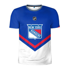 Мужская футболка 3D спортивная с принтом New York Rangers в Курске, 100% полиэстер с улучшенными характеристиками | приталенный силуэт, круглая горловина, широкие плечи, сужается к линии бедра | america | canada | hockey | nhl | usa | америка | канада | лед | нхл | нью йорк | рейнджерс | сша | хоккей