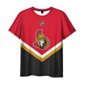 Мужская футболка 3D с принтом Ottawa Senators в Курске, 100% полиэфир | прямой крой, круглый вырез горловины, длина до линии бедер | Тематика изображения на принте: america | canada | hockey | nhl | usa | америка | канада | лед | нхл | оттава | сенаторз | сша | хоккей