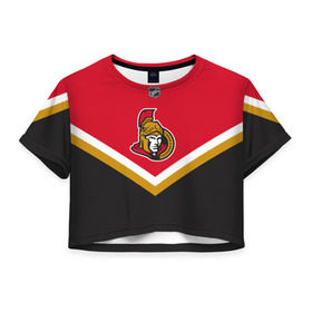 Женская футболка 3D укороченная с принтом Ottawa Senators в Курске, 100% полиэстер | круглая горловина, длина футболки до линии талии, рукава с отворотами | america | canada | hockey | nhl | usa | америка | канада | лед | нхл | оттава | сенаторз | сша | хоккей