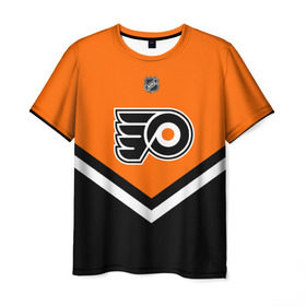 Мужская футболка 3D с принтом Philadelphia Flyers в Курске, 100% полиэфир | прямой крой, круглый вырез горловины, длина до линии бедер | america | canada | hockey | nhl | usa | америка | канада | лед | нхл | сша | филадельфия | флайерз | хоккей