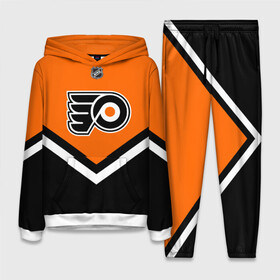 Женский костюм 3D (с толстовкой) с принтом Philadelphia Flyers в Курске,  |  | america | canada | hockey | nhl | usa | америка | канада | лед | нхл | сша | филадельфия | флайерз | хоккей