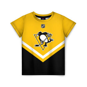 Детская футболка 3D с принтом Pittsburgh Penguins в Курске, 100% гипоаллергенный полиэфир | прямой крой, круглый вырез горловины, длина до линии бедер, чуть спущенное плечо, ткань немного тянется | america | canada | hockey | nhl | usa | америка | канада | лед | нхл | пингвинз | питтсбург | сша | хоккей