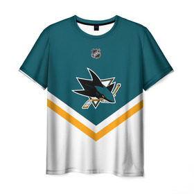 Мужская футболка 3D с принтом San Jose Sharks в Курске, 100% полиэфир | прямой крой, круглый вырез горловины, длина до линии бедер | america | canada | hockey | nhl | usa | акула | америка | канада | лед | нхл | сан хосе | сша | хоккей | шаркс