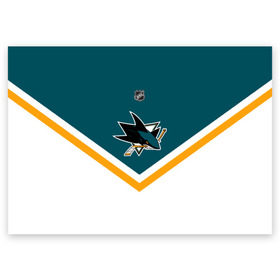 Поздравительная открытка с принтом San Jose Sharks в Курске, 100% бумага | плотность бумаги 280 г/м2, матовая, на обратной стороне линовка и место для марки
 | Тематика изображения на принте: america | canada | hockey | nhl | usa | акула | америка | канада | лед | нхл | сан хосе | сша | хоккей | шаркс